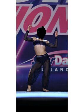 AA DANCE COSTUMES DARK NAVY BLUE BALLY SET CHILD LARGE CUSTOMIZED COMPETITION JA